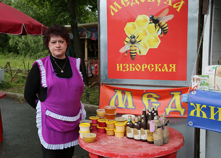 a roadside shop sells locally produced honey