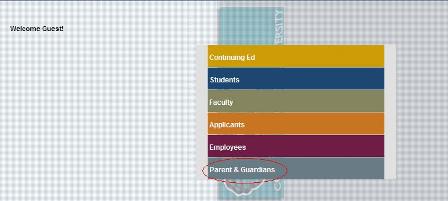 Screenshot of WebAdvisor menu
