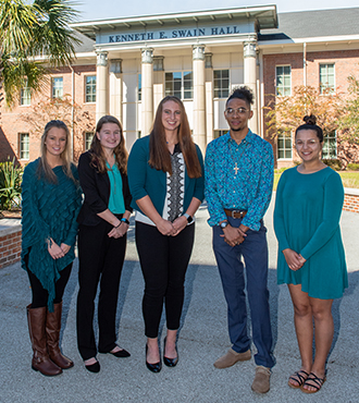 Image of Swain Scholars 2018-2019: (from left) Rachael Trudon, Hailey Wimmenauer, Kassidy Smith, Jeremy Evans Amber Rahman