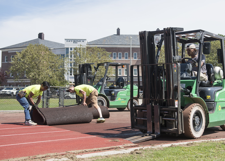 Image of CCU teal track resurfacing project.