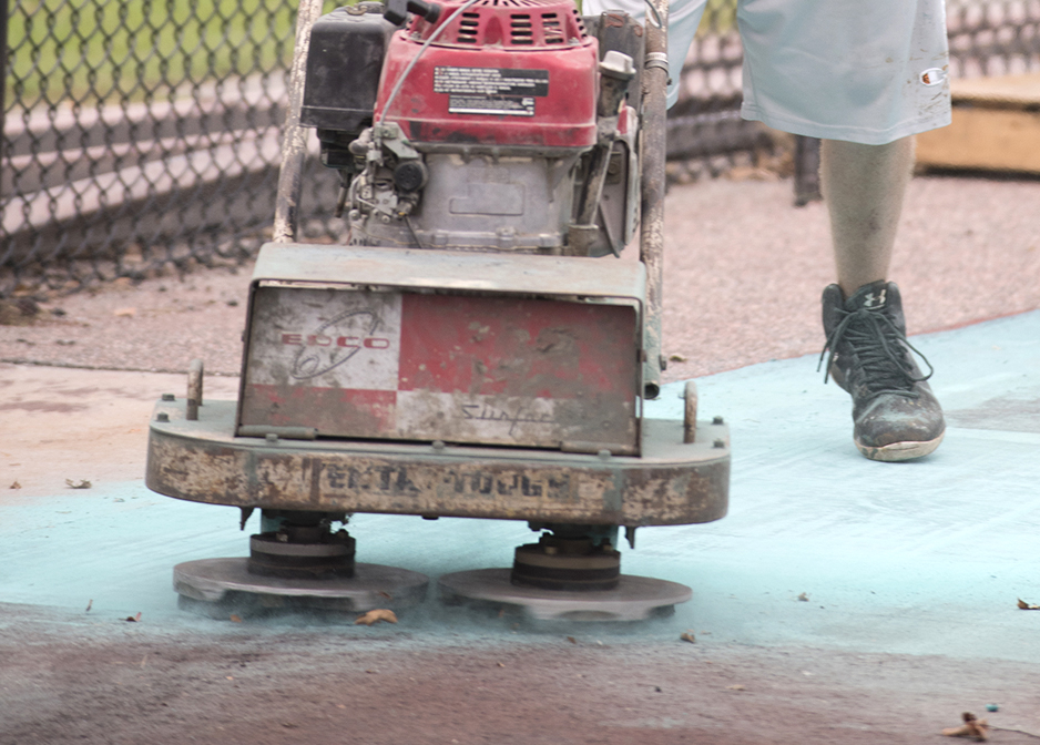 Image of CCU teal track resurfacing project.