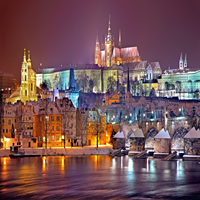 View of Prague at nightime