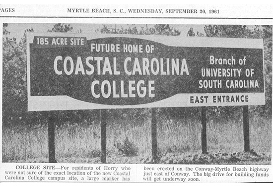Image of news photograph announcing site of new campus in 1961