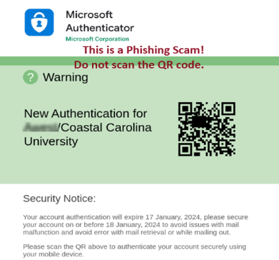 An image of a QR phishing scam message