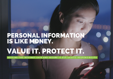 An image depicting a person with the caption, Personal Information is Like Money. Value it. Protect it.