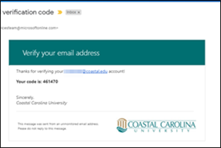 Figure 4: A screenshot of the verification code from the personal email account.
