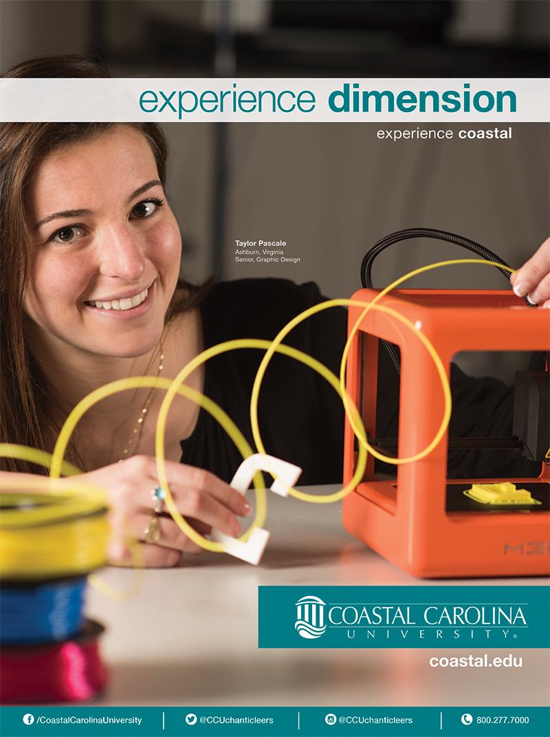 A publication Ad for the Experience Coastal Ad Campaign, showing Taylor Pascale 