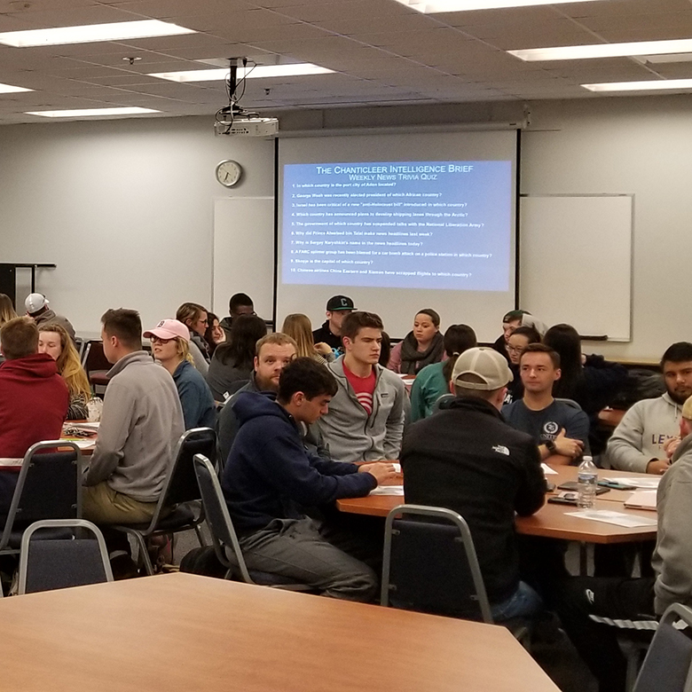 The Chanticleer Intelligence Brief has shifted gears to focus on the global pandemic COVID-19. More than 80 students monitor aspects of the pandemic nationally and globally.