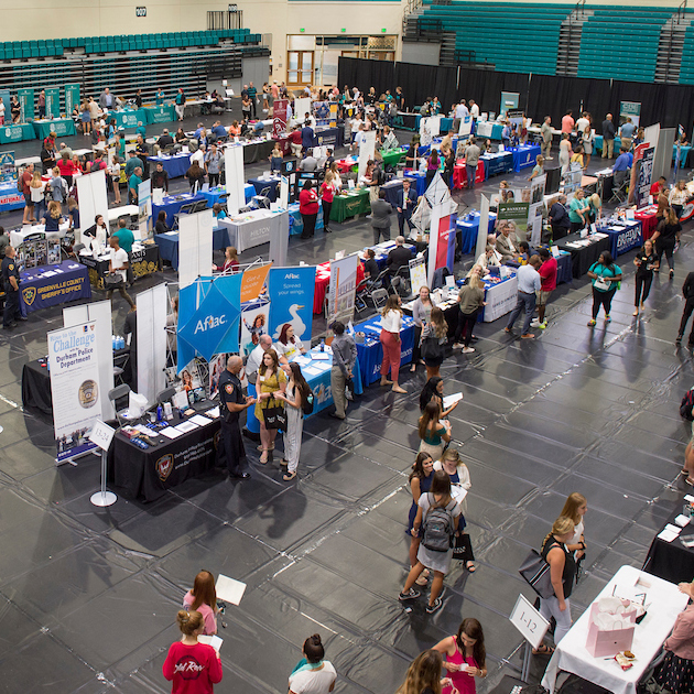 FILE: Since in-person career fairs like this one are not possible during the pandemic, CCU Career Services is offering a virtual career fair for students and alumni.