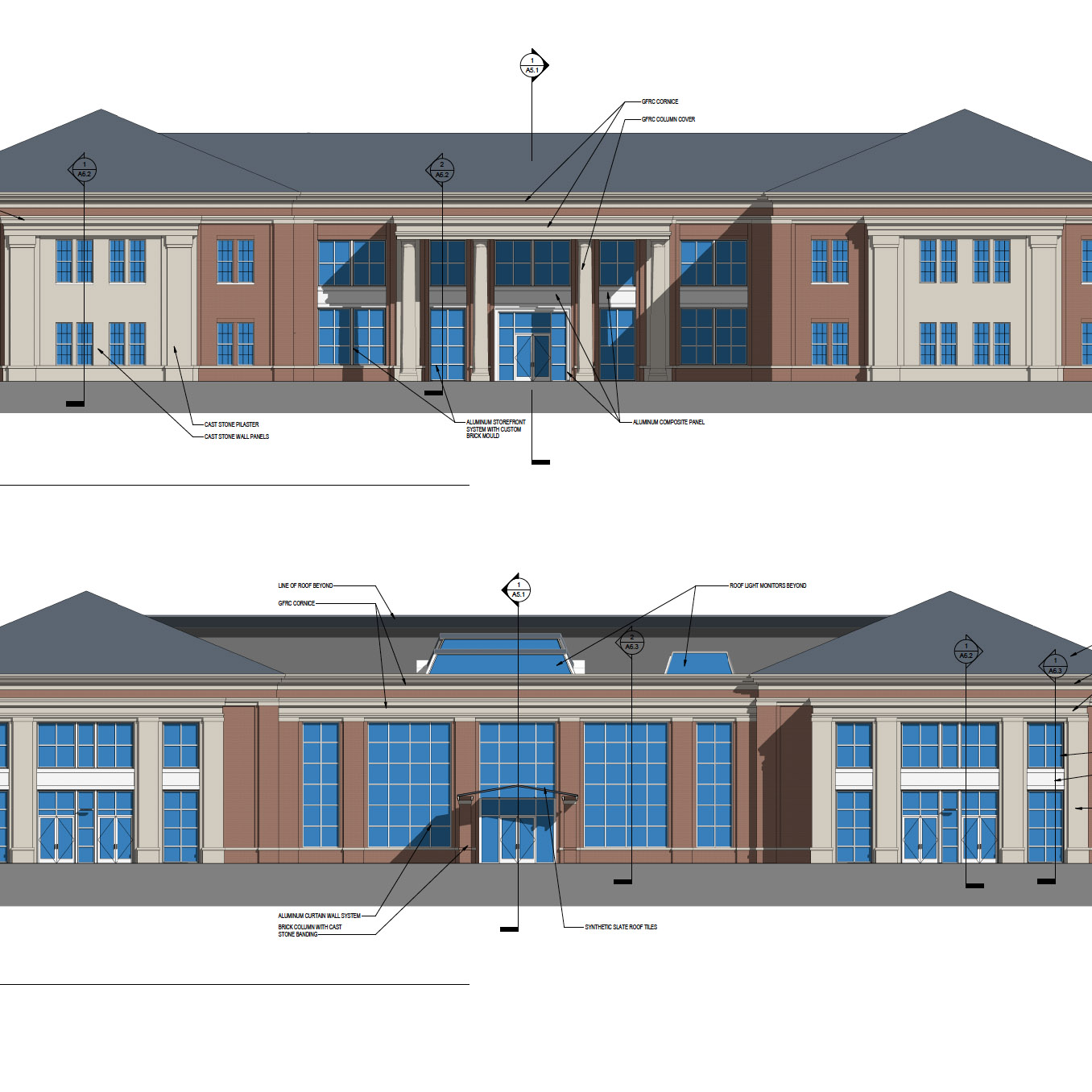 Preliminary elevations of CCU's new Library Learning Complex.