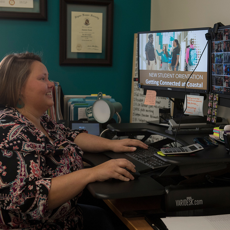 Amanda Eisele, director of fraternity and sorority life, speaks at a recent virtual event.