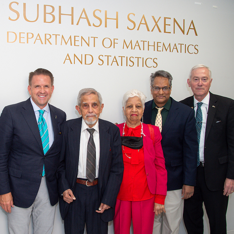 The Subhash Saxena Department of Mathematics and Statistics was dedicated on April 19.
