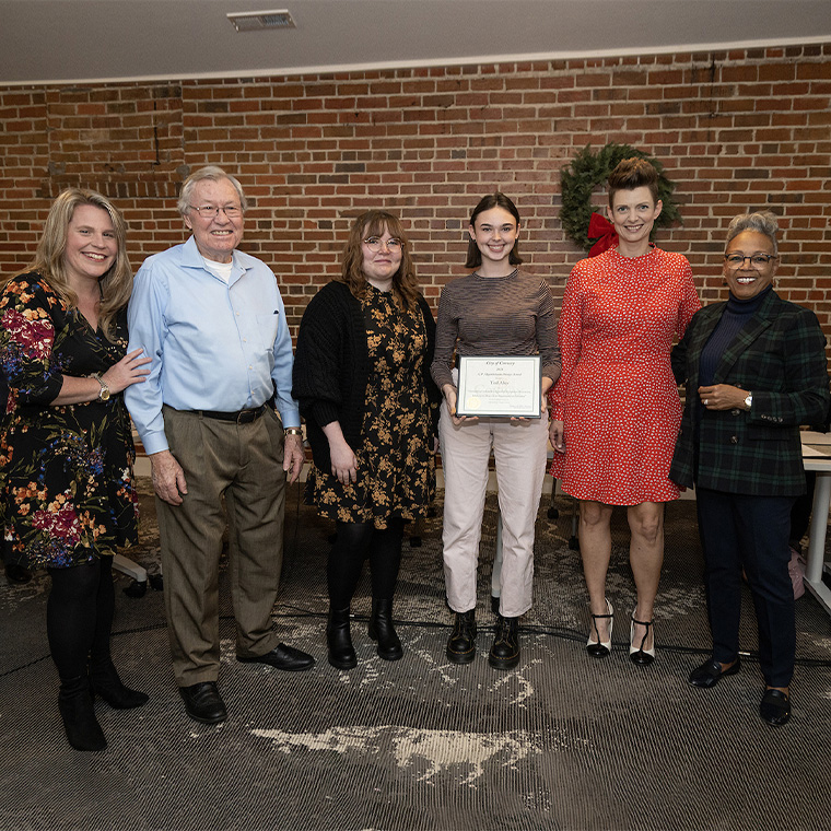 From left to right, Hillary Howard, Leroy Clewis, Samantha Vogel, Ava Starnes, Yvette Arendt, and Barbara Blain-Bellamy at the Quattlebaum Design Award presentation.