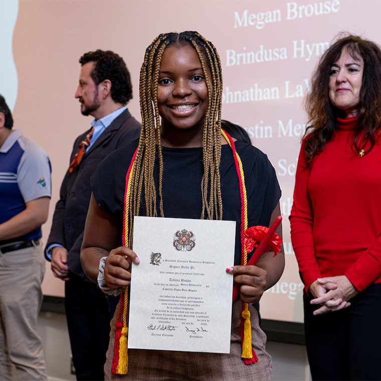 Talana Banks, a biology major with Spanish for health professions minor, was among the inductees