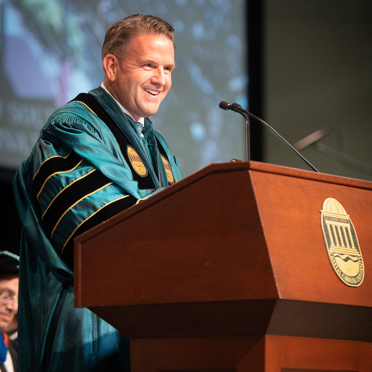 The ceremonies will feature remarks by President Michael T. Benson, D.Phil.