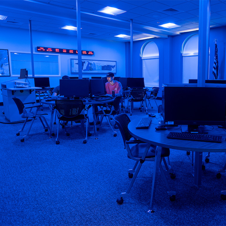 CCU's Intelligence Operations Command Center is a blended classroom and briefing/conference room.