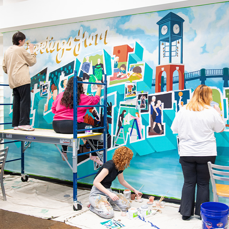 Starnes and Thompson painted the mural with assistance from CCU students Morgan (MJ) Hughes and Autumn Belvin.